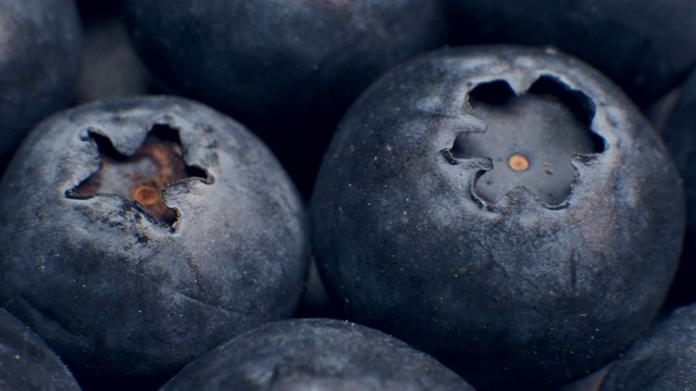 微距摄影新鲜的蓝莓、葡萄、水果视频素材