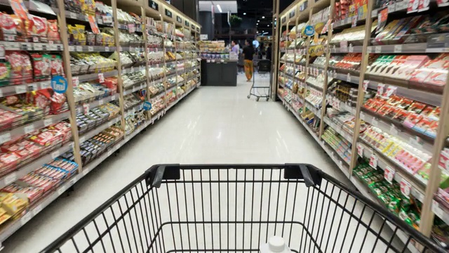 时间推移购物车在超市的视图视频下载