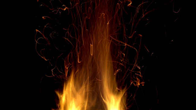 营火处夜间长时间燃烧的百叶窗效果视频素材