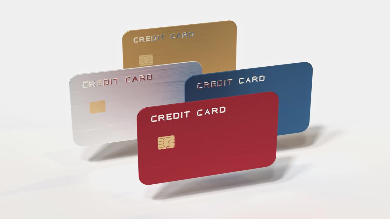 三维渲染信用卡运动抽象商业市场购物概念视频下载