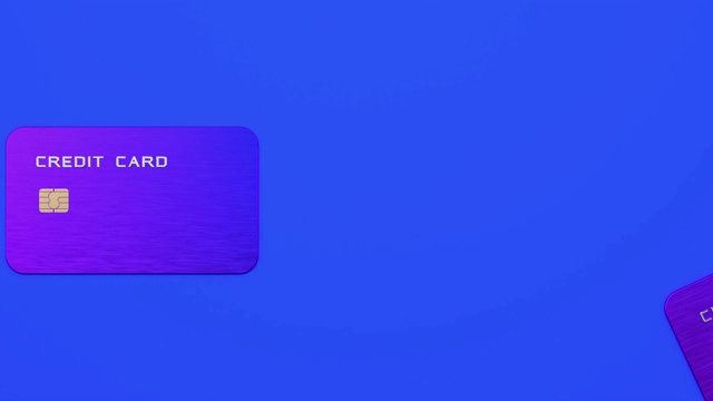 信用卡抽象3d渲染运动蓝色背景平铺场景视频素材