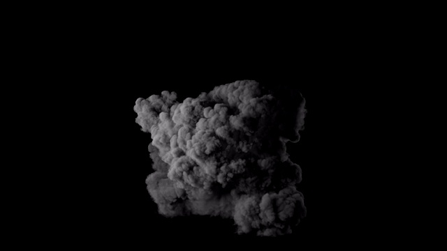 真实的火球爆炸与巨大的烟雾爆炸孤立在黑色视频素材
