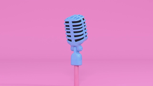 粉色场景卡通风格麦克风和音乐音符悬浮3d渲染音乐娱乐概念视频下载