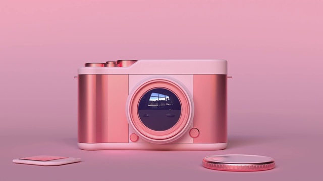 抽象粉色金属袖珍相机技术对象三维渲染视频下载