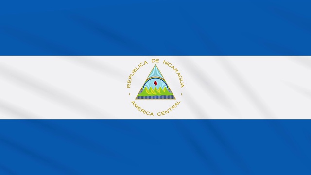 尼加拉瓜国旗飘扬布，背景环视频下载