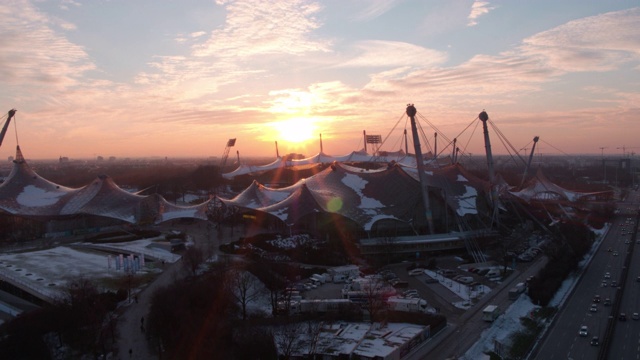 奥林匹克公园，奥林匹克体育场，慕尼黑，冬天视频下载