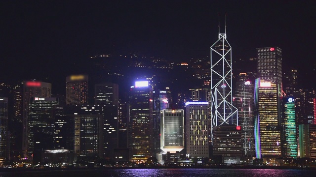 广角:明亮的建筑物在香港视频素材