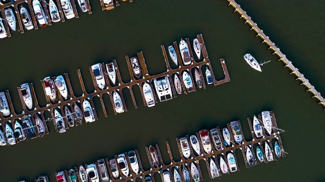 从空中俯瞰加利福尼亚旧金山码头上的游艇和船只视频下载