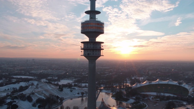 奥林匹克公园，奥林匹克体育场，慕尼黑，冬天视频下载