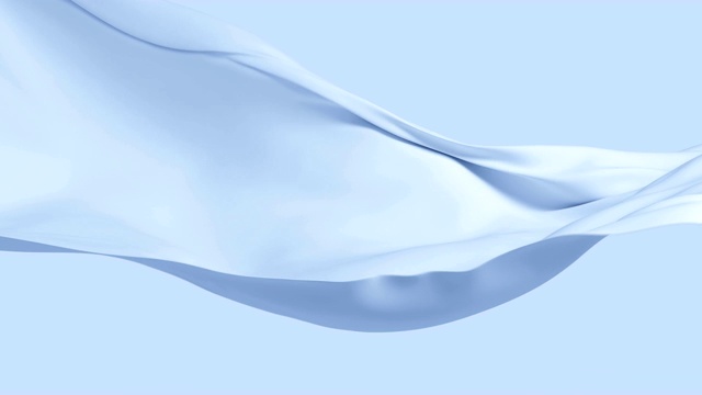 美丽的蓝色丝绸面料在风中飘扬。循环现实布料3d动画。视频下载