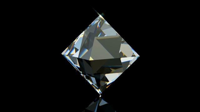 完美的八面体钻石旋转黑色背景视频下载