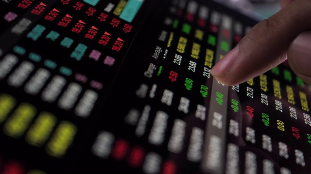 金融分析师在数字平板电脑上处理股票市场数据视频素材