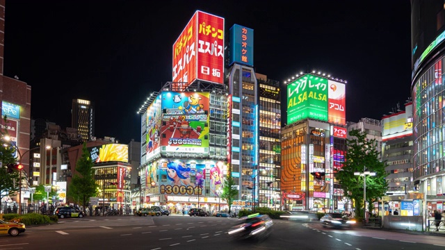 4K延时:东京新宿十字路口的车辆和行人视频购买