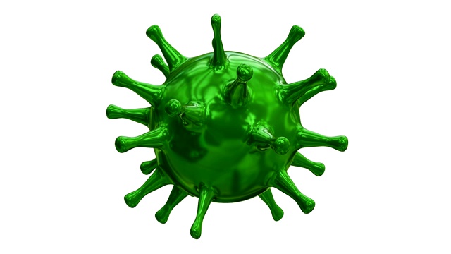 在白色背景上以绿色旋转病毒视频下载
