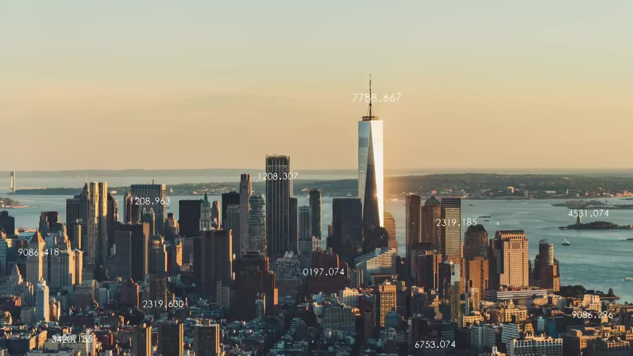 T/L WS HA PAN曼哈顿天际线城市网络鸟瞰图视频素材