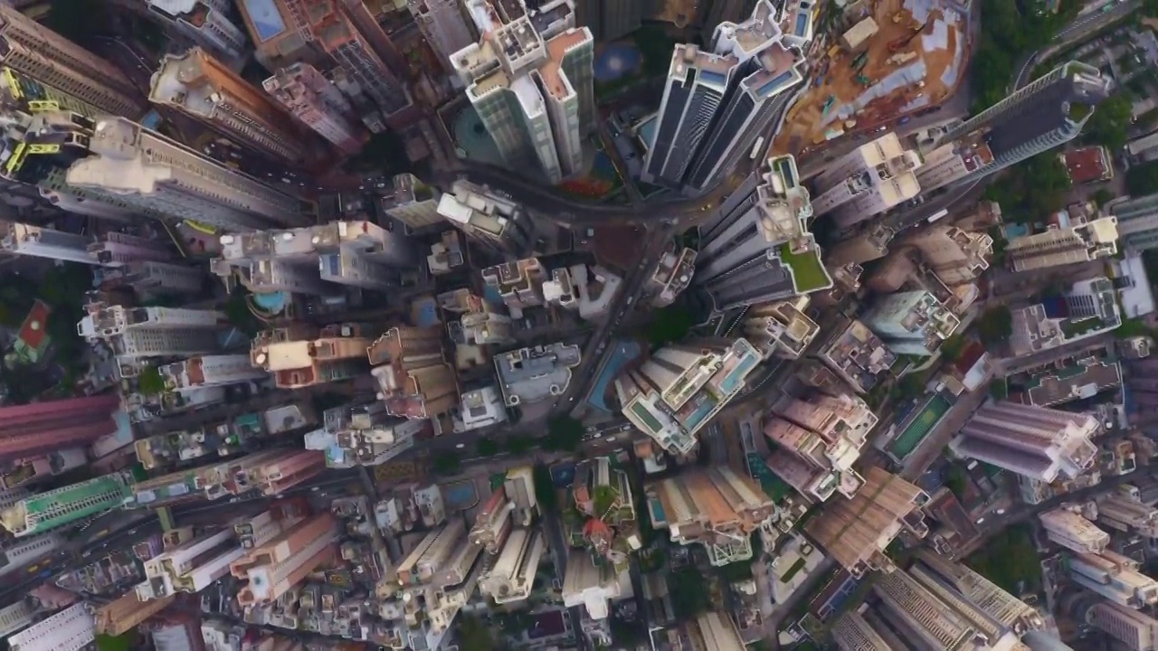 鸟瞰图的城市景观在香港在中国视频下载