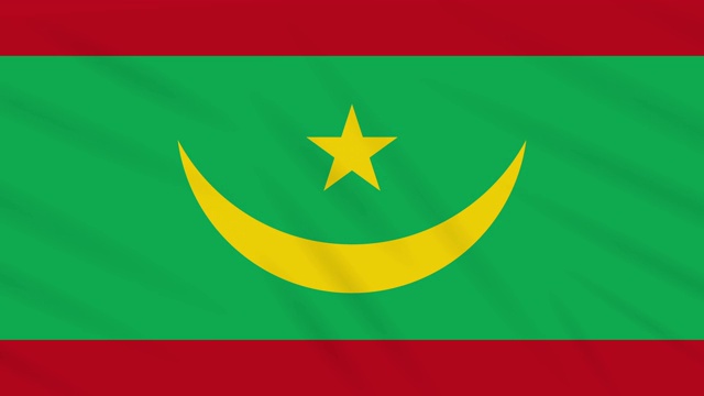 毛利塔尼亚旗飘扬布，背景环视频素材