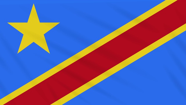 刚果民主共和国国旗飘扬布，背景环视频素材