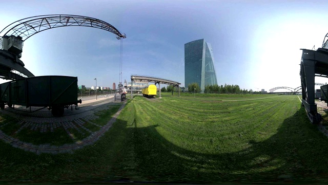 Mainufer长廊与欧洲中央银行和法兰克福的住宅开发，VR360, VR, 360VR, 360视频，虚拟现实360,360VR镜头，monoopisch视频下载
