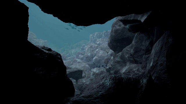 海洋中的水下场景。动画呈现。视频素材