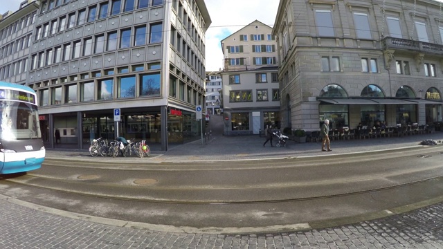 瑞士苏黎世老城著名的有轨电车视频下载
