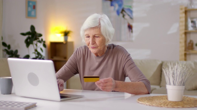 退休妇女在网上购物视频素材