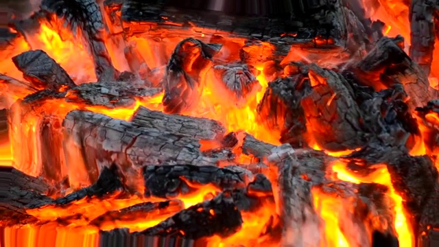 燃尽的余烬灰色燃烧在火的特写顶部视频下载