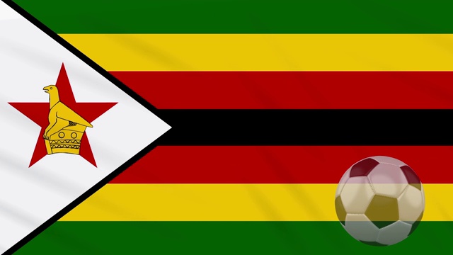 津巴布韦国旗挥舞和足球旋转，循环视频素材