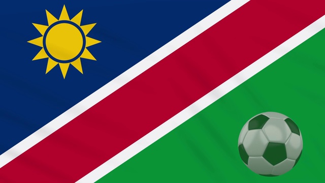 纳米比亚国旗挥舞和足球旋转，循环视频素材