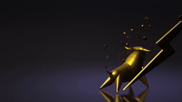 商业内容的3d渲染黄金公牛。视频下载