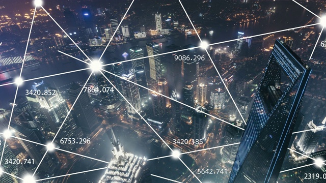 上海城市网络技术夜景图视频素材