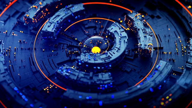 发光的蓝色未来圆形无缝循环3D渲染动画视频素材