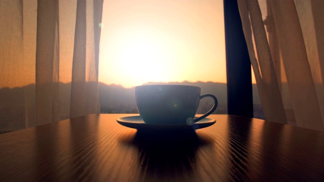 早上喝咖啡的时间视频素材