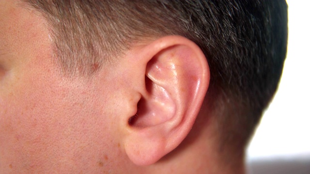 男人摆动着他的耳朵。耳朵在概要文件视频下载