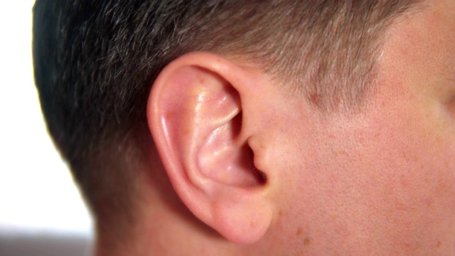 男人摆动着他的耳朵。耳朵在概要文件视频下载