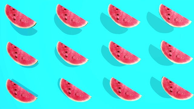西瓜水果彩色图案- 3D元素，4K无环孤立，完美的数字合成视频下载