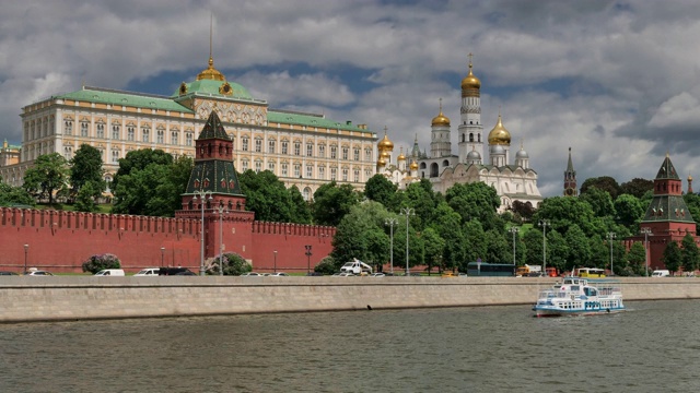 莫斯科，俄罗斯，克里姆林宫总统府和教堂建筑群。视频素材