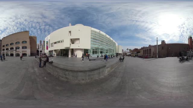 巴塞罗那MACBA当代博物馆天使广场360度视频。VR equirectangular全景视频素材