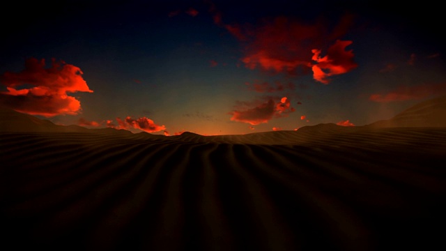 沙漠映衬着美丽的夕阳，倾斜4K视频素材