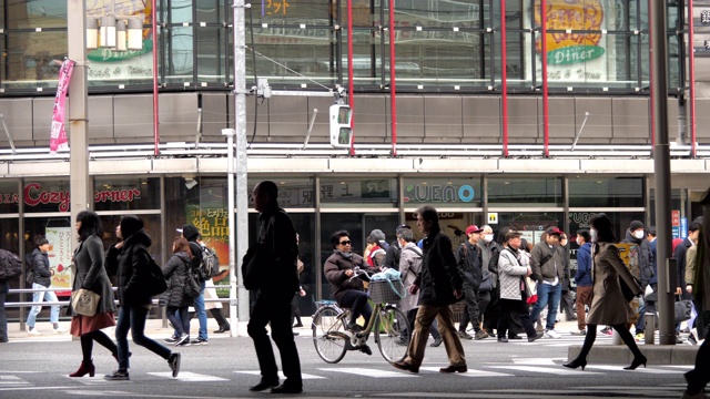 日本东京上野人行横道高峰时间，慢镜头视频素材