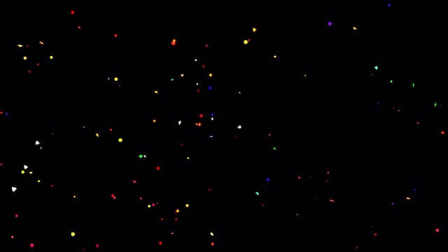 彩色三角形五彩纸屑爆炸在黑色背景庆祝主题视频素材