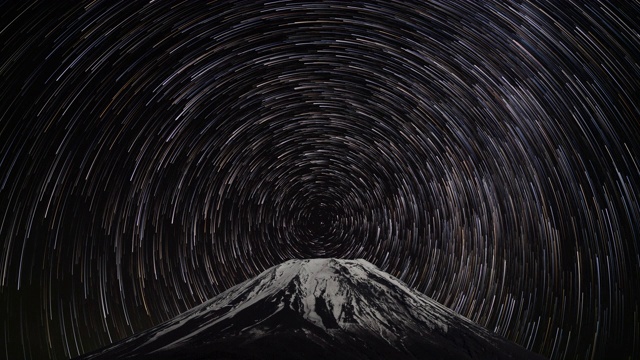 时间推移-富士山星空和北极星的合成图像视频素材