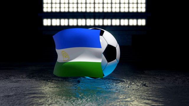 巴什科尔托斯坦旗围绕着一个足球飘扬视频下载