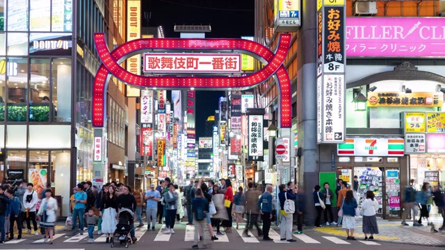 4K延时:东京新宿十字路口的车辆和行人视频下载