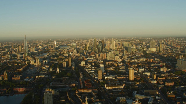 空中日出观看伦敦城市天际线英国视频素材