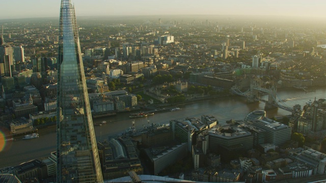 空中日出，泰晤士河地标英国伦敦视频素材