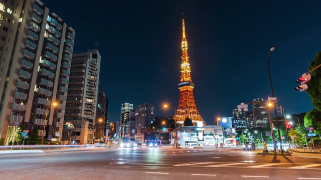 最美丽的东京塔夜景，日本视频素材