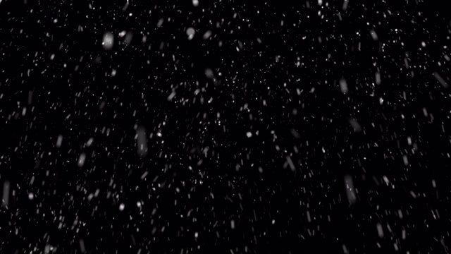 4K动画落雪粒子在绿色和黑色的背景。冬天斯特罗姆的概念。视频素材