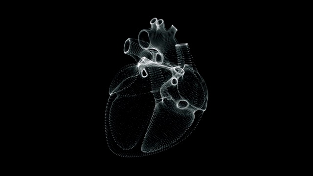 全息图表示屏幕3d心脏在人体跳动视频素材