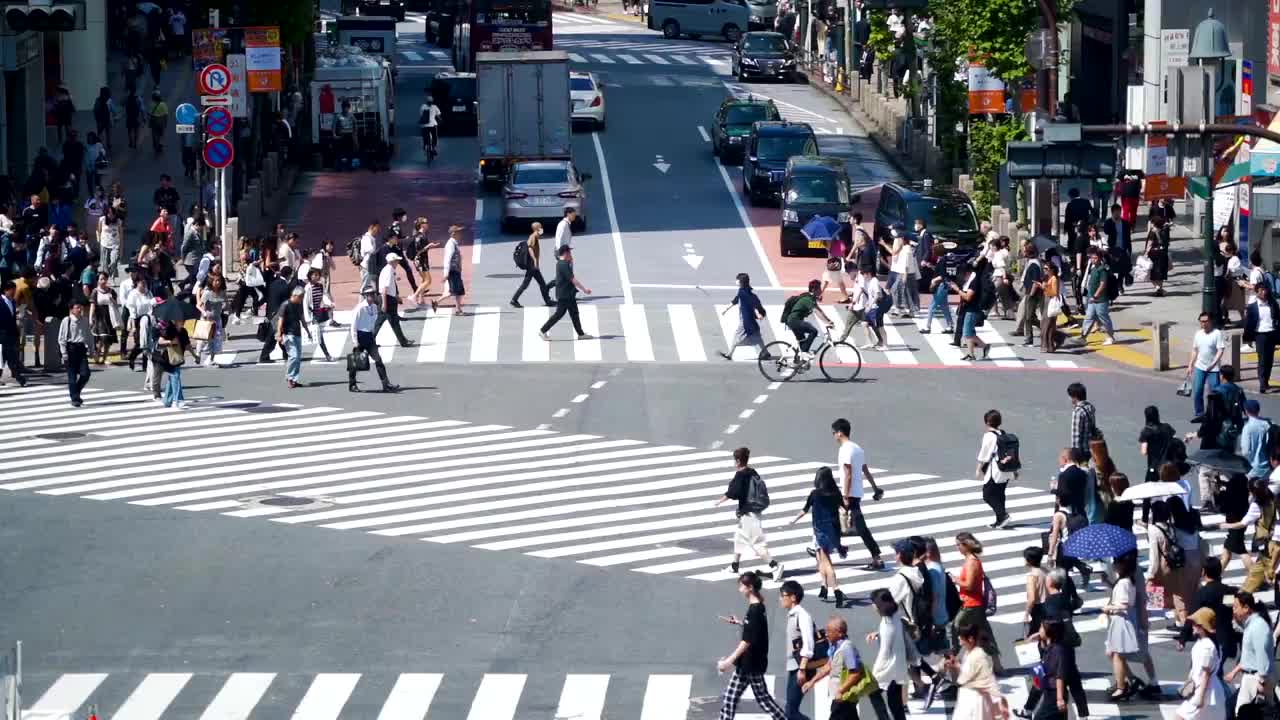 SLOMO TU人群在涉谷路口，日本。视频下载